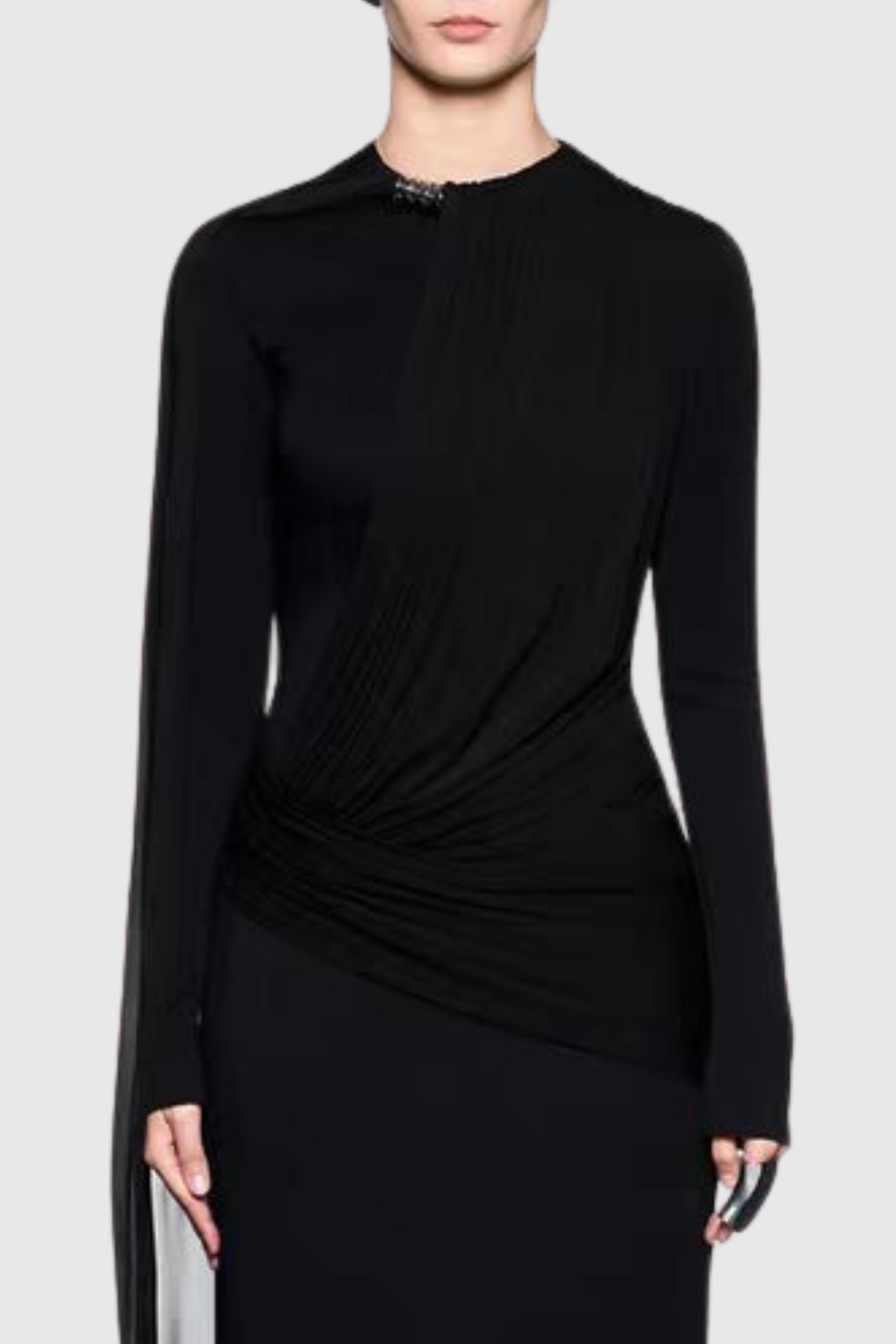 Mandisa Asymmetric Shawl Draped Maxi Dress - Black