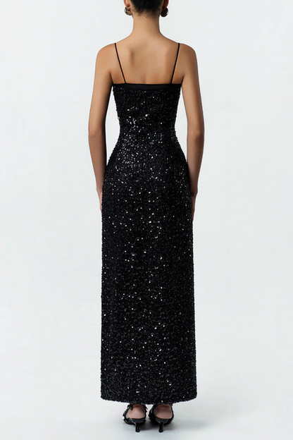 Manille Sequin Draped Maxi Dress