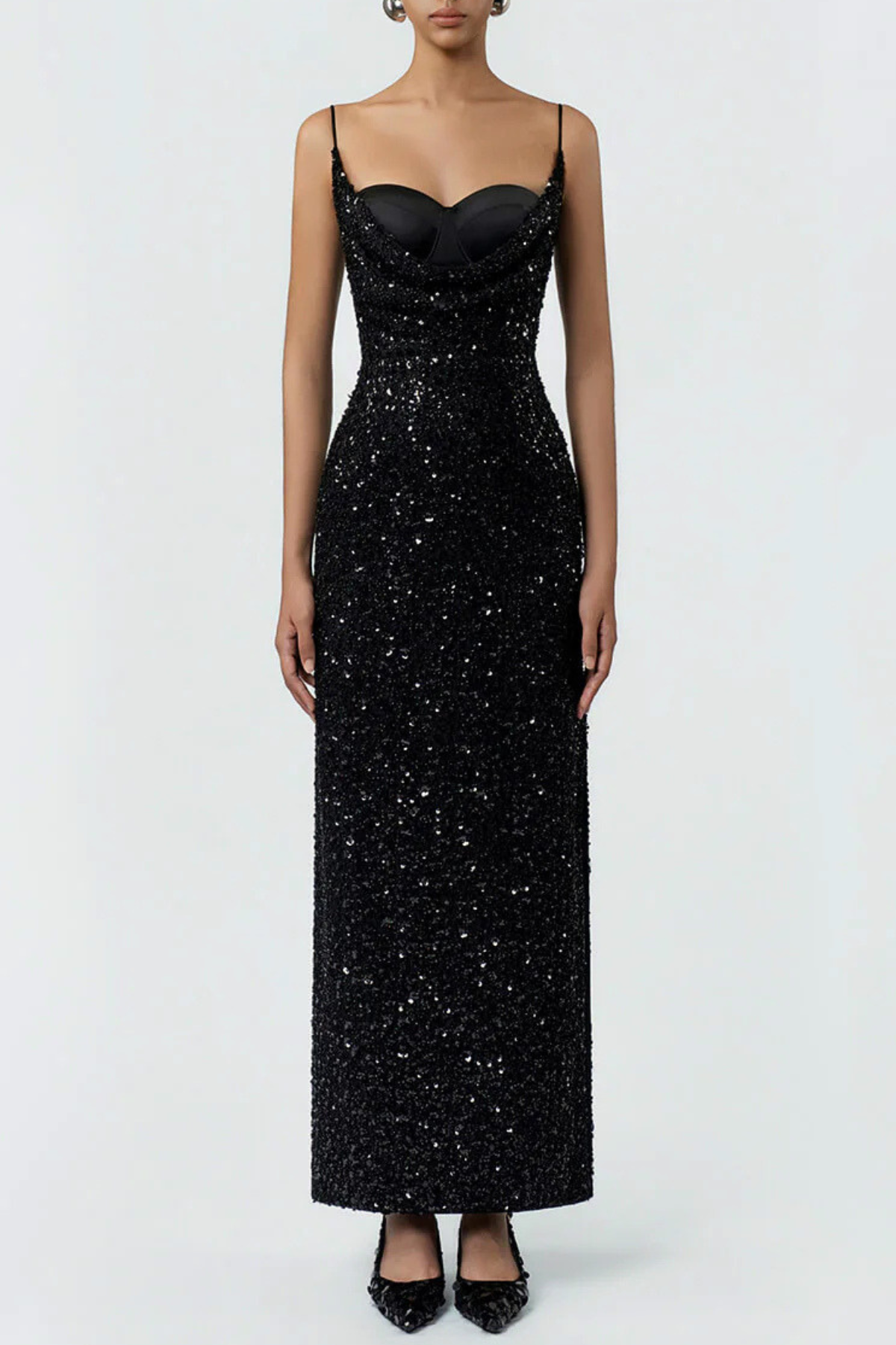 Manille Sequin Draped Maxi Dress