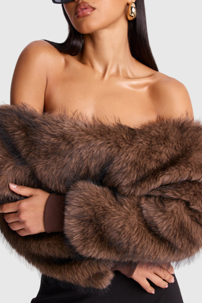 Manju Faux Fur Off Shoulder Top