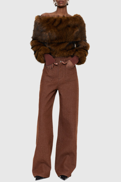 Manju Faux Fur Off Shoulder Top