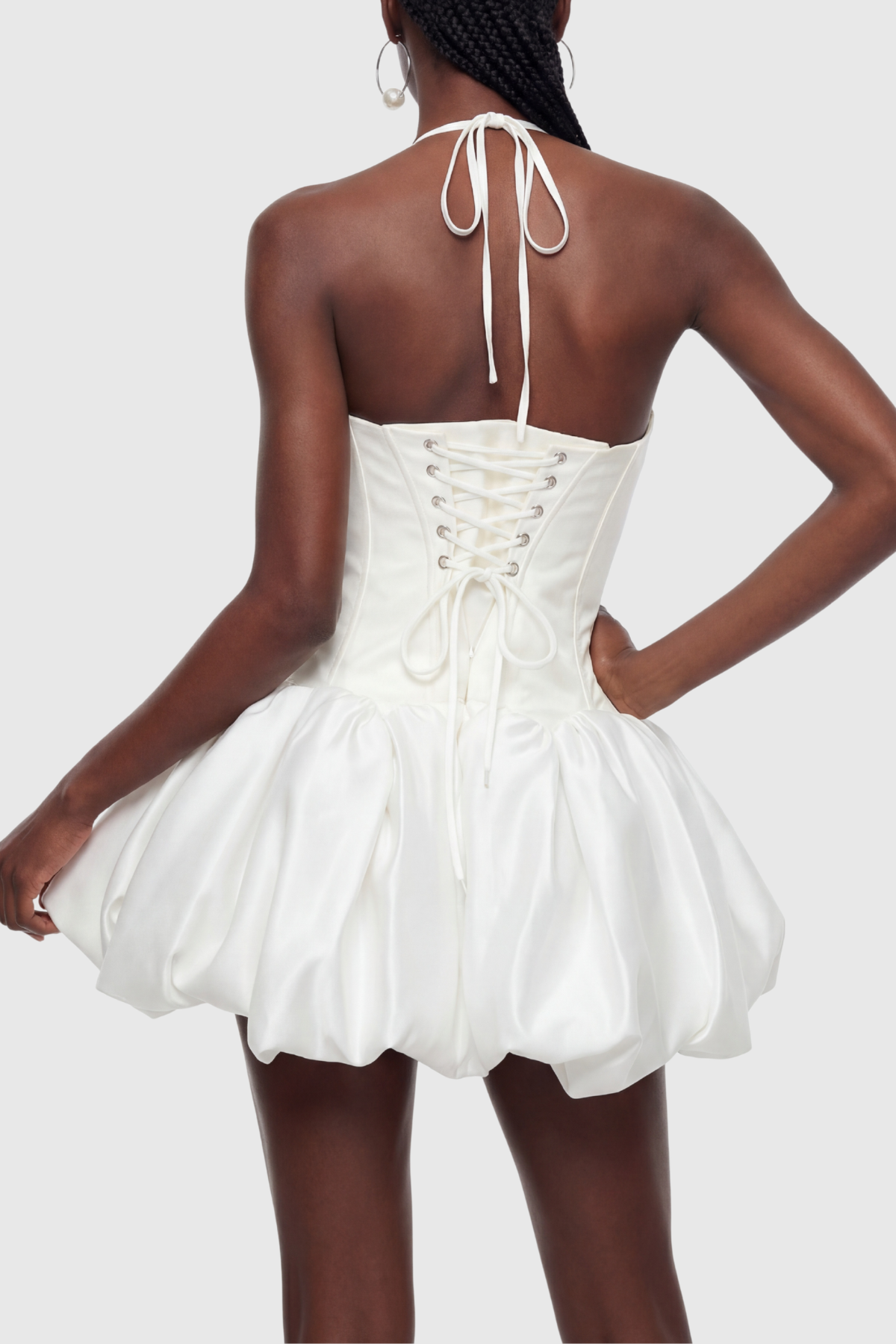 Manoa Sequin Corset Puffy Mini Dress - White