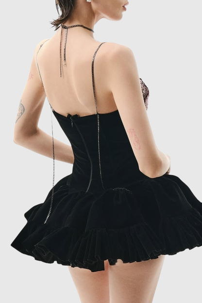 Manoa Sequin Velvet Mini Dress - Black