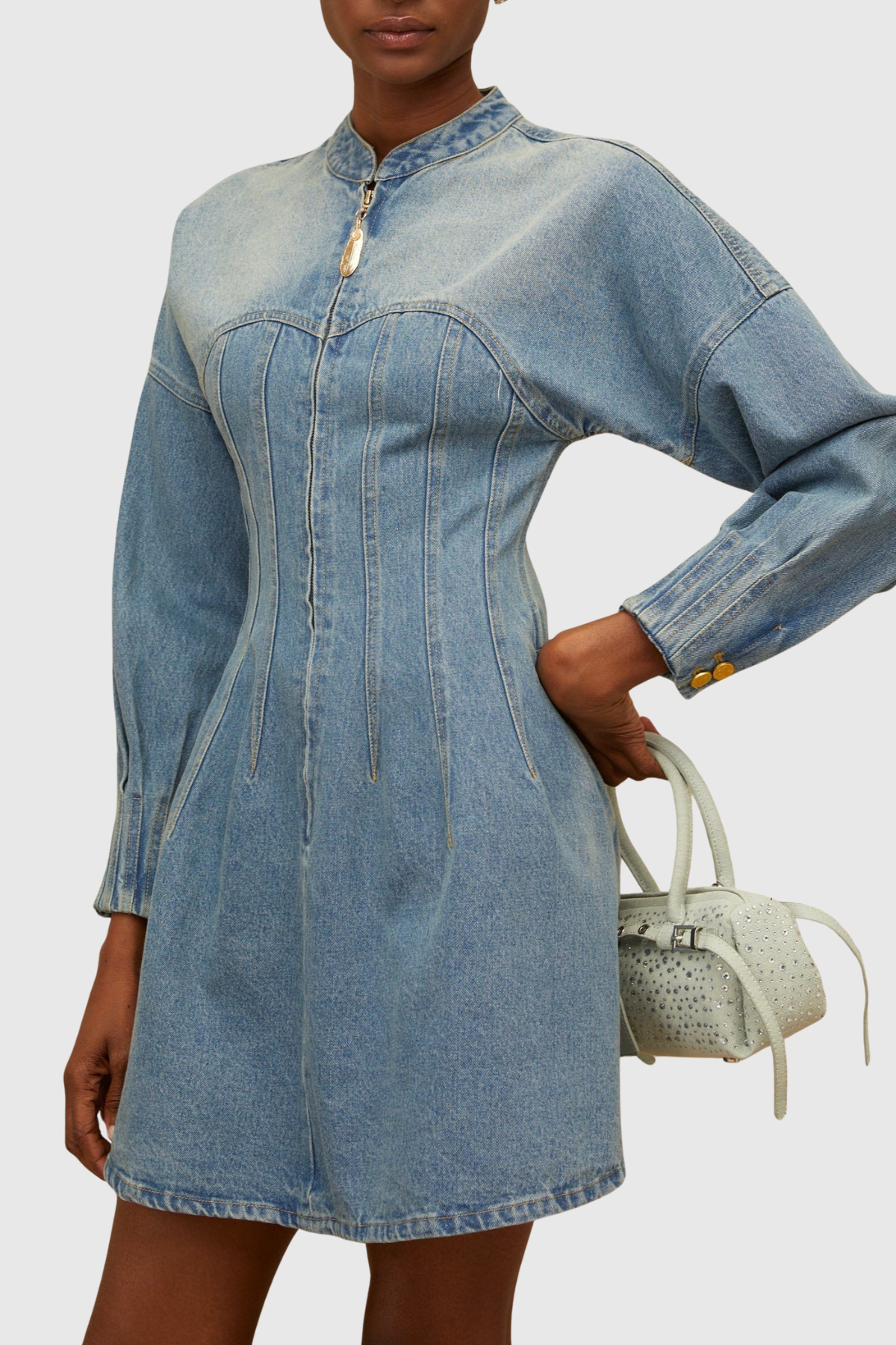 Manya Corset Denim Mini Dress
