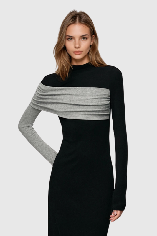 Marcel Asymmetric Contrast Top - Black