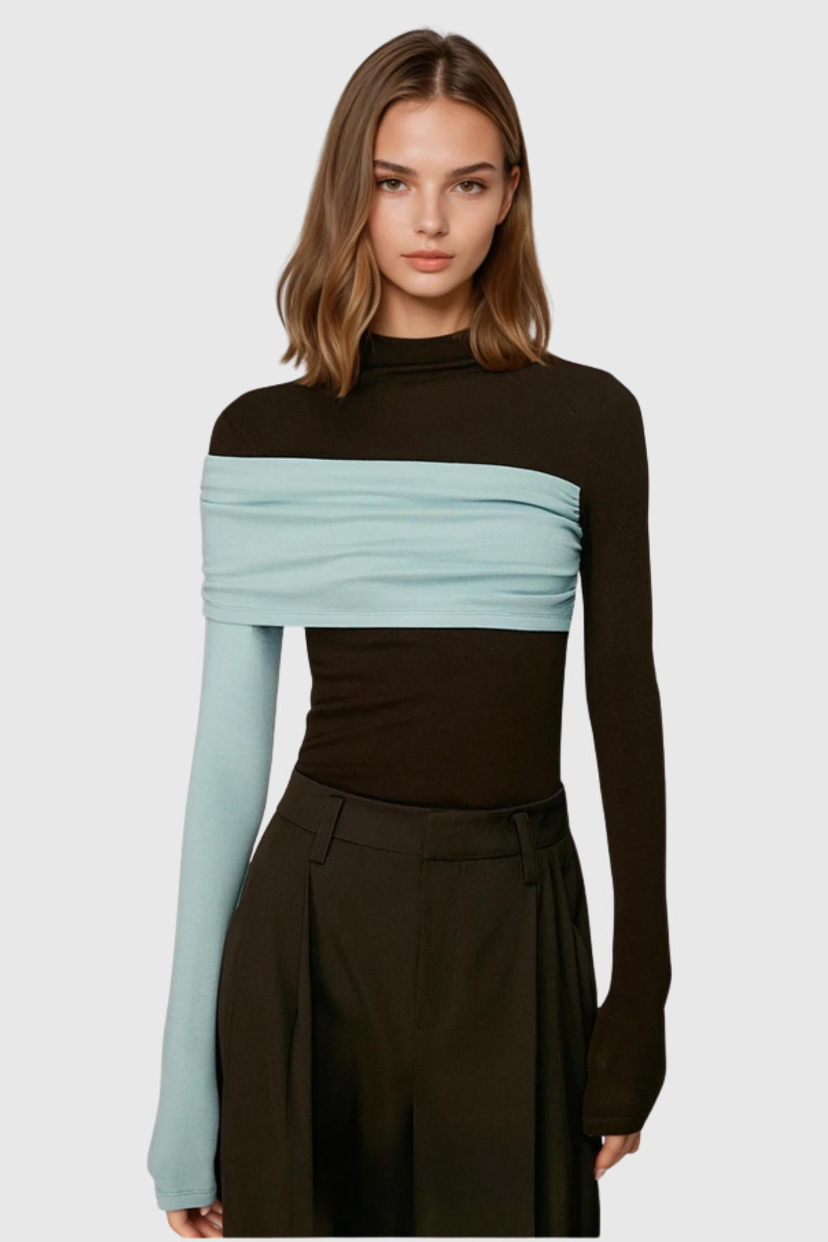Marcel Asymmetric Contrast Top - Brown
