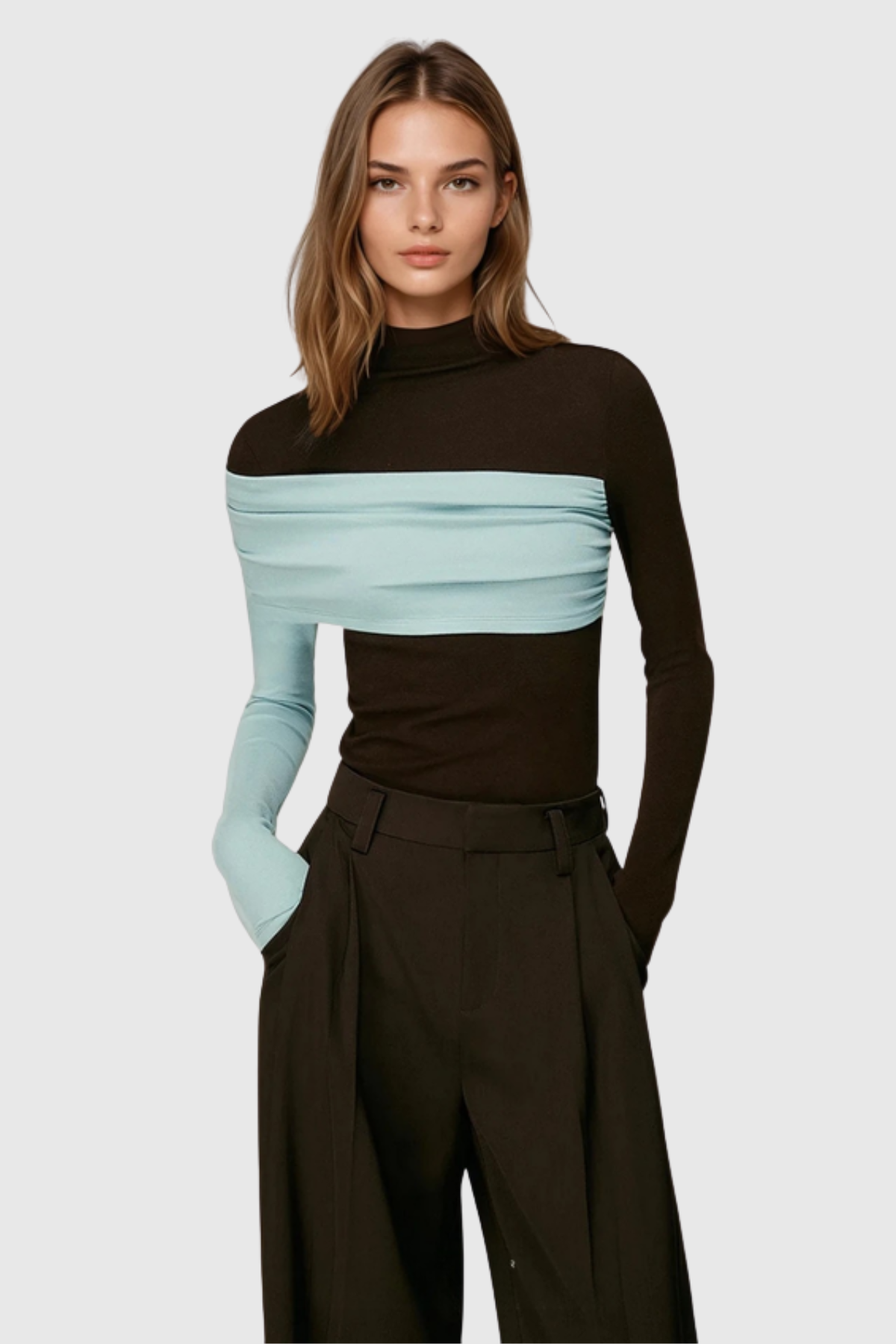 Marcel Asymmetric Contrast Top - Brown