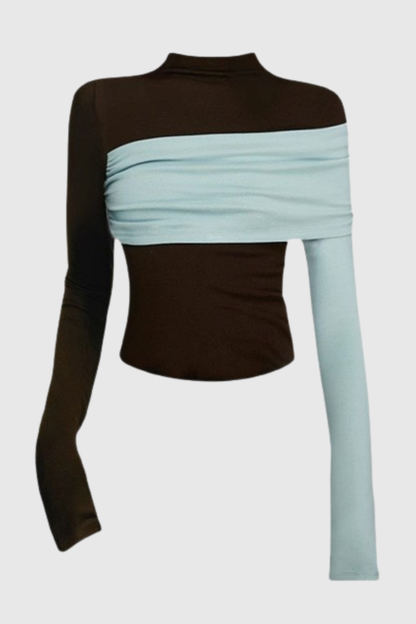 Marcel Asymmetric Contrast Top - Brown