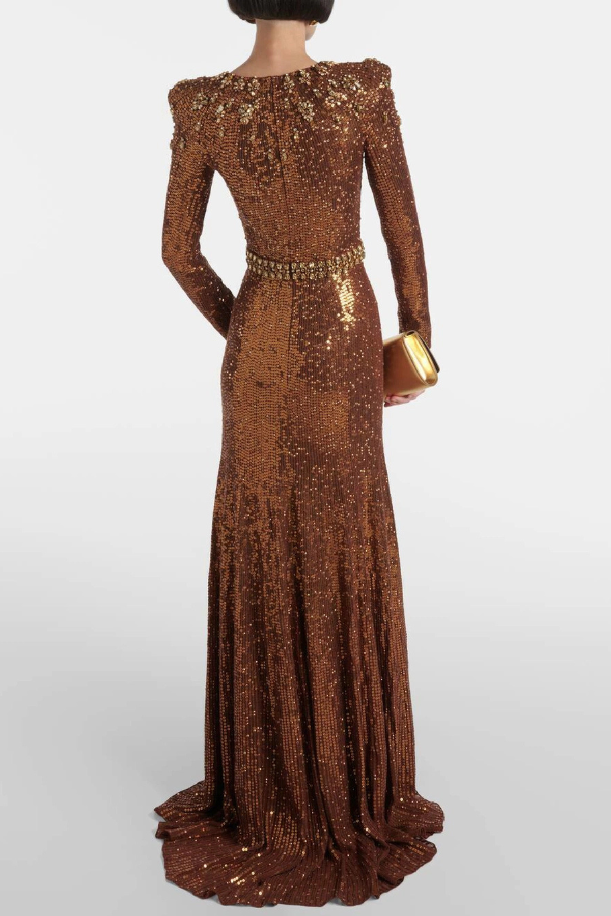 Maret Sequin Embellished Maxi Dress - Brown