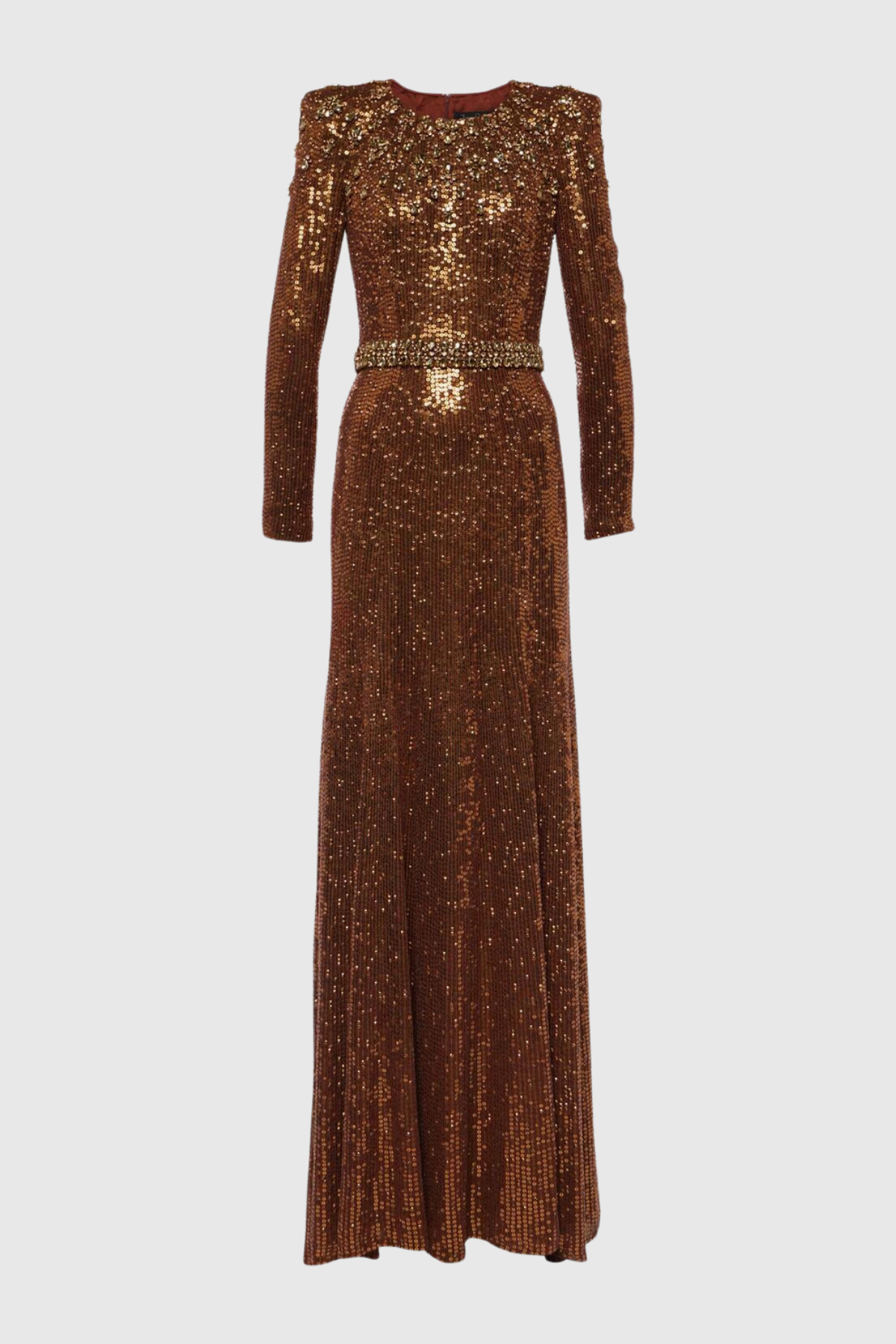 Maret Sequin Embellished Maxi Dress - Brown