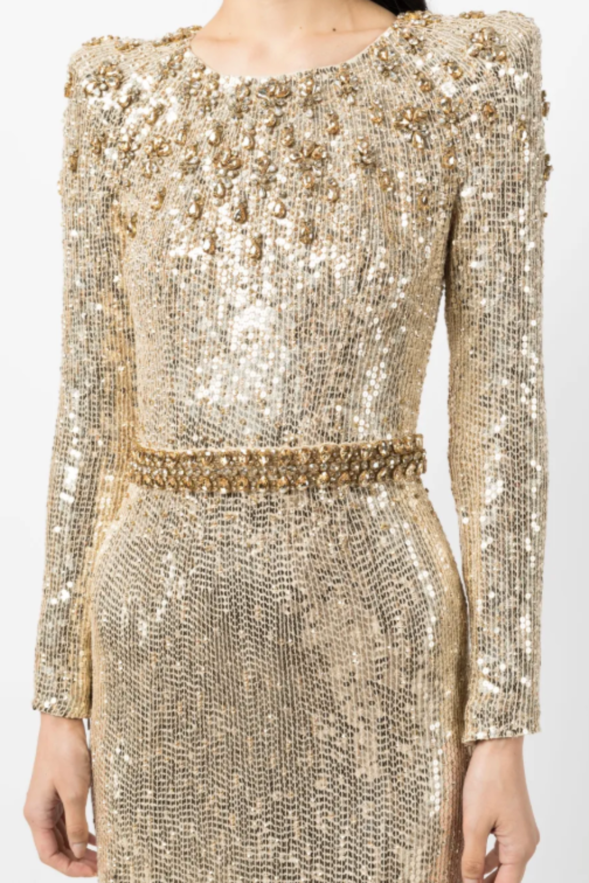 Maret Sequin Embellished Maxi Dress - Gold