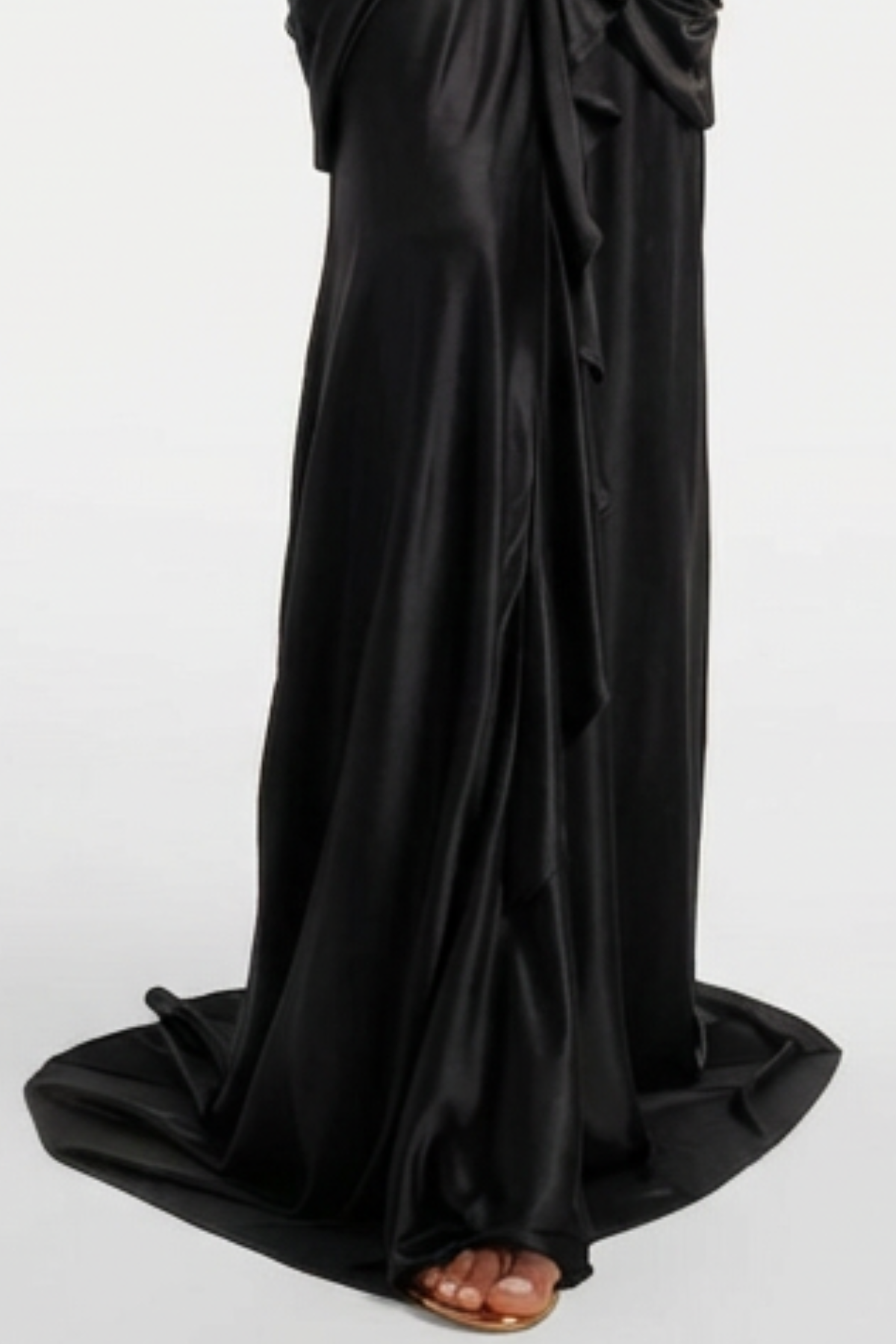 Margaux Halter Ruffle Draped Maxi Dress - Black