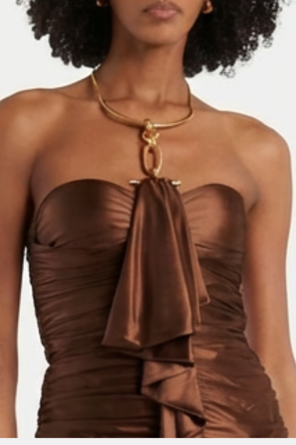 Margaux Halter Ruffle Draped Maxi Dress - Brown