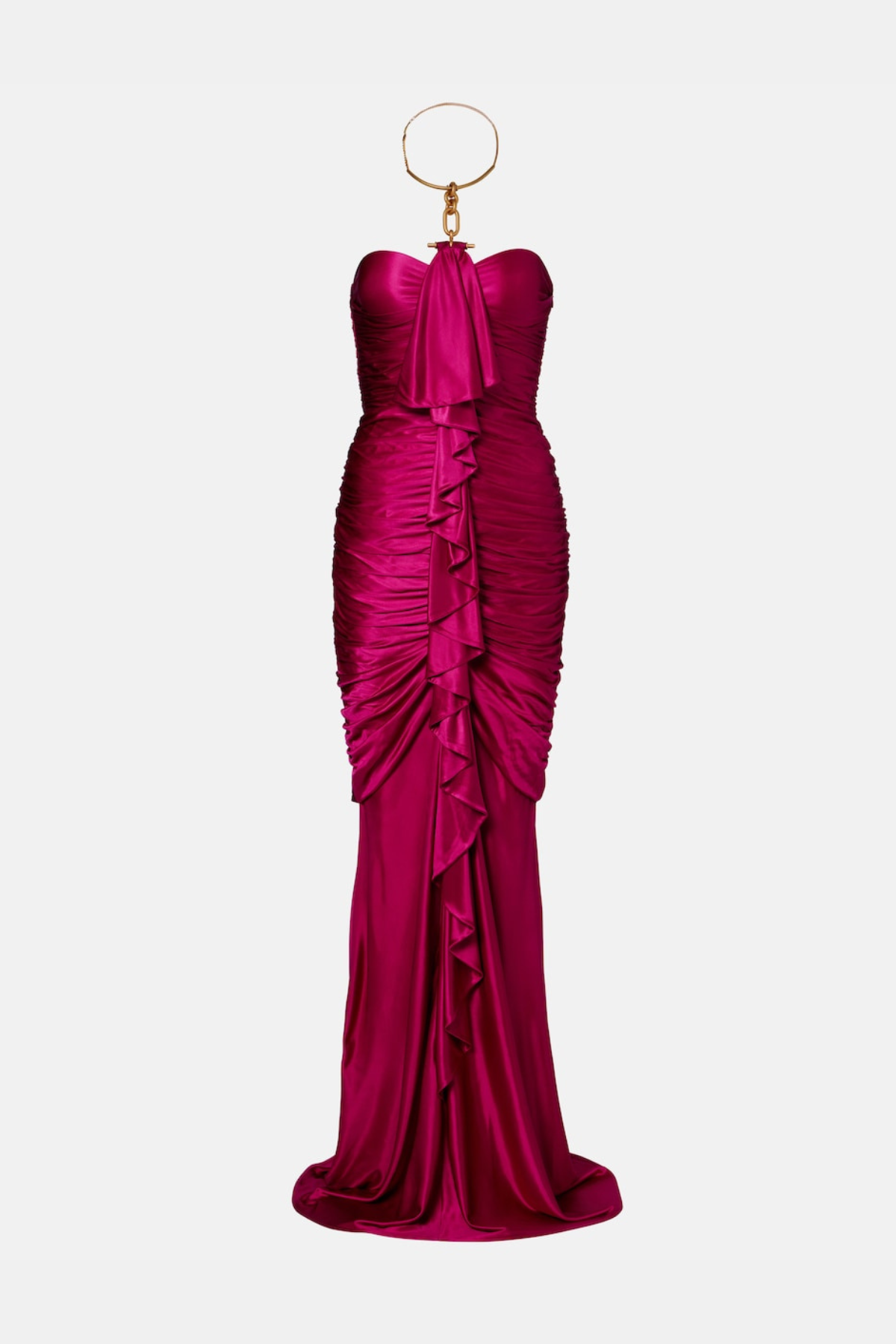 Margaux Halter Ruffle Draped Maxi Dress - Pink