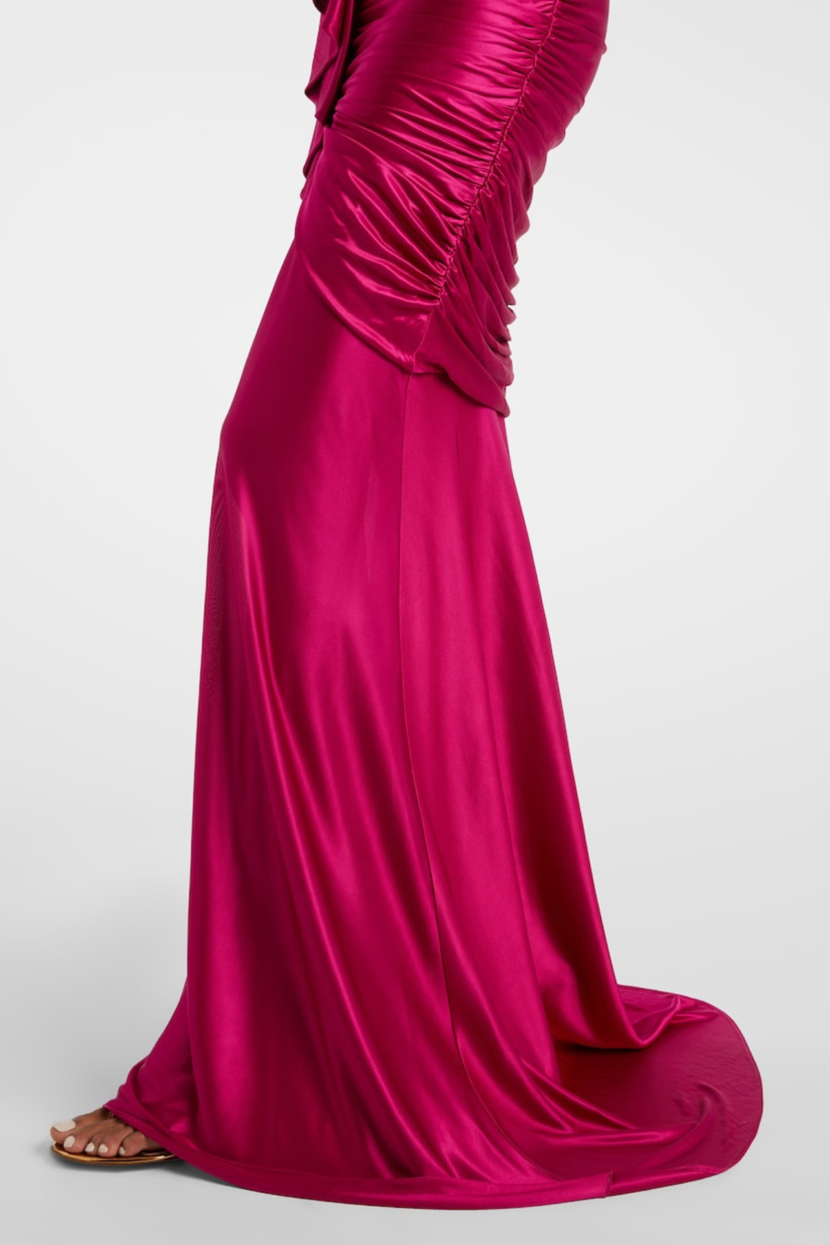 Margaux Halter Ruffle Draped Maxi Dress - Pink
