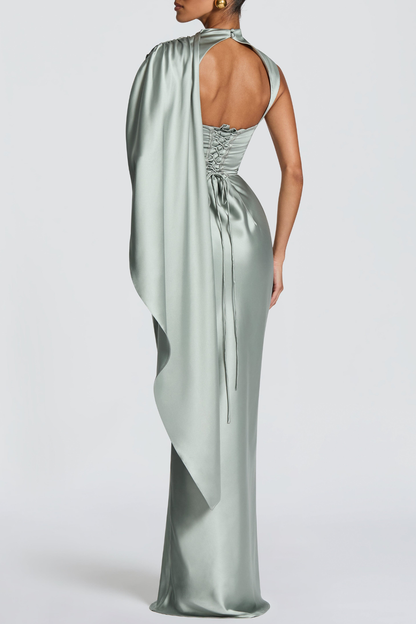 Mariana Asymmetric Draped Maxi Dress - Mint