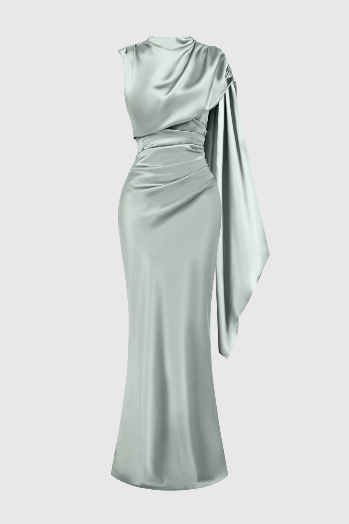 Mariana Asymmetric Draped Maxi Dress - Mint