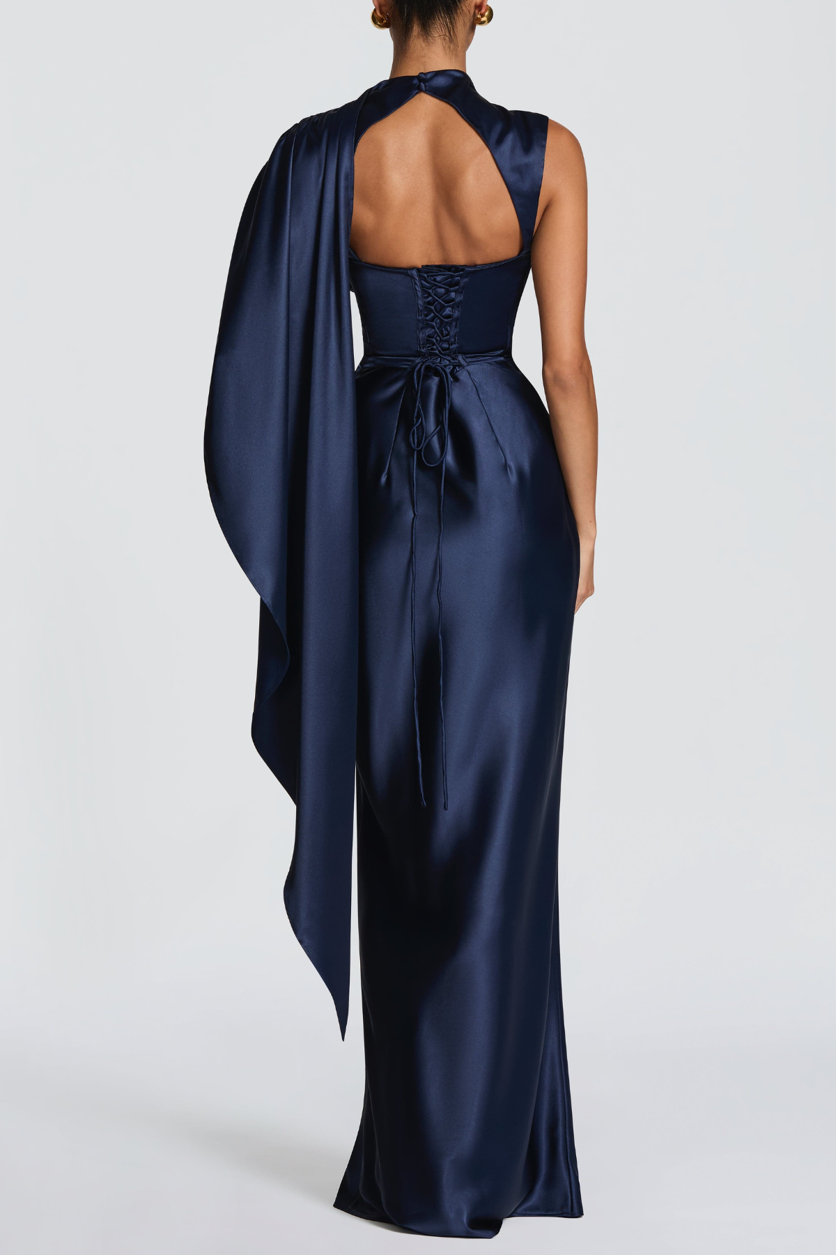Mariana Asymmetric Draped Maxi Dress - Navy