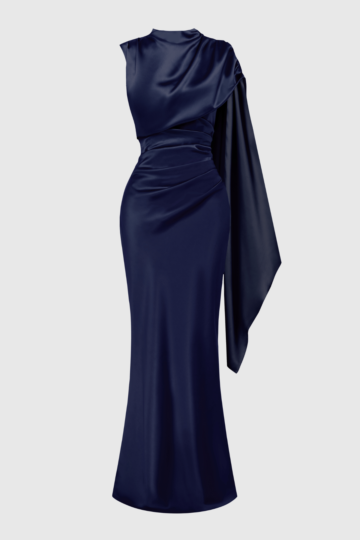 Mariana Asymmetric Draped Maxi Dress - Navy