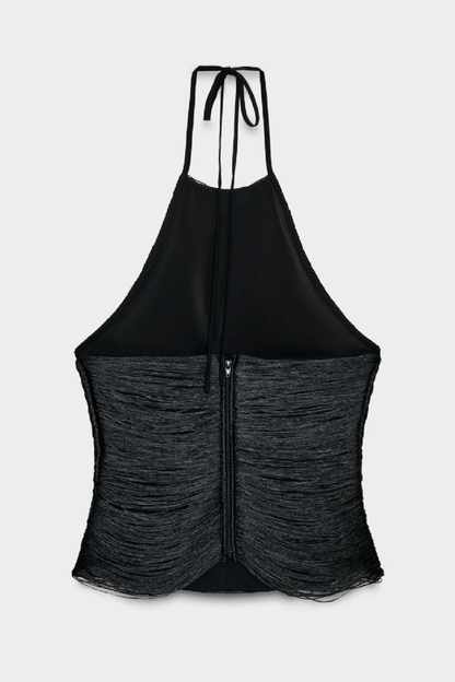 Mariara Halter Fringe Top - Black