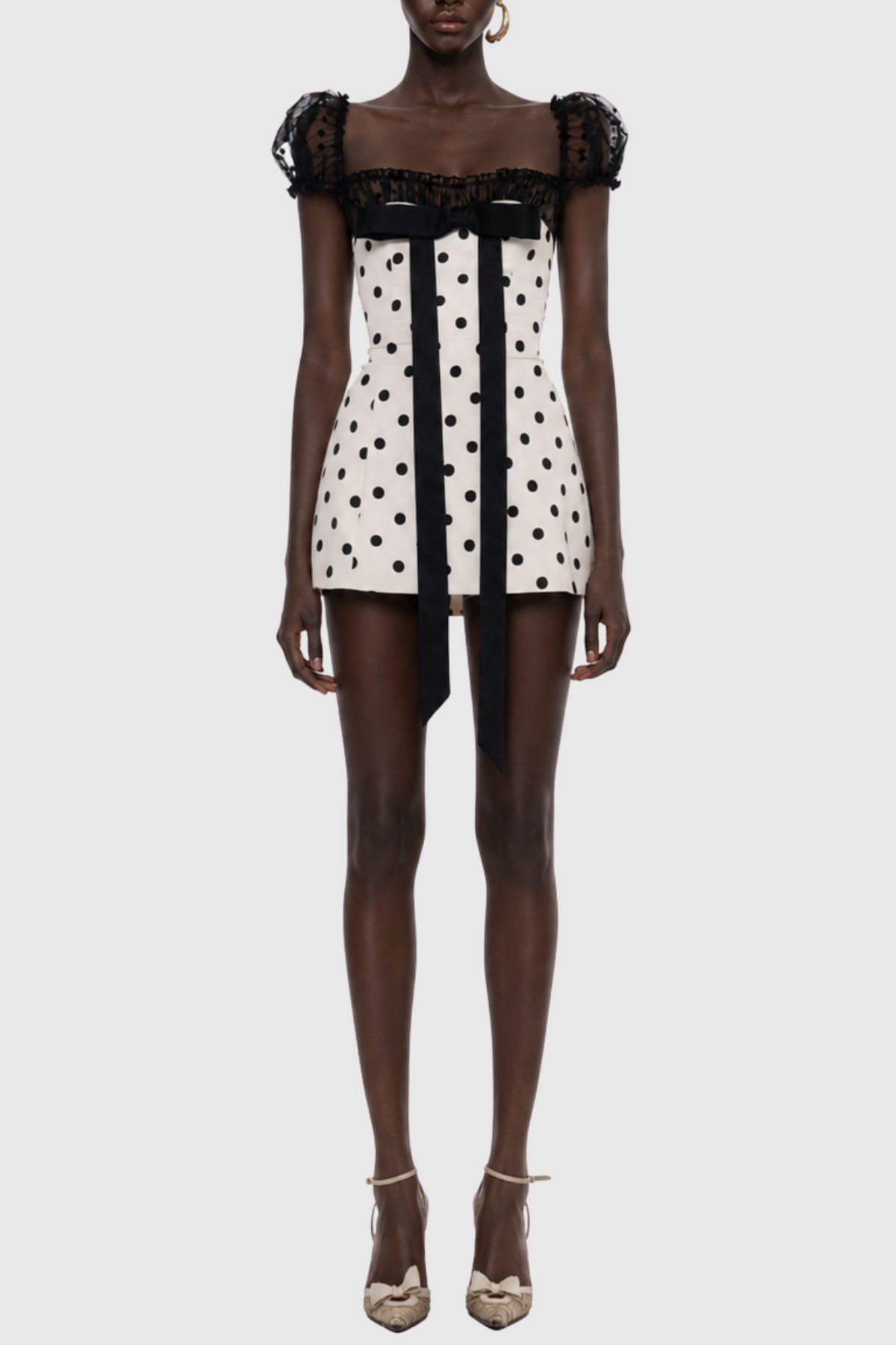 Mariella Polka Bow Mini Dress
