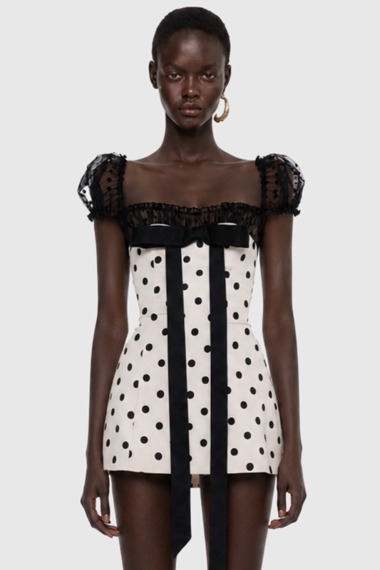 Mariella Polka Bow Mini Dress