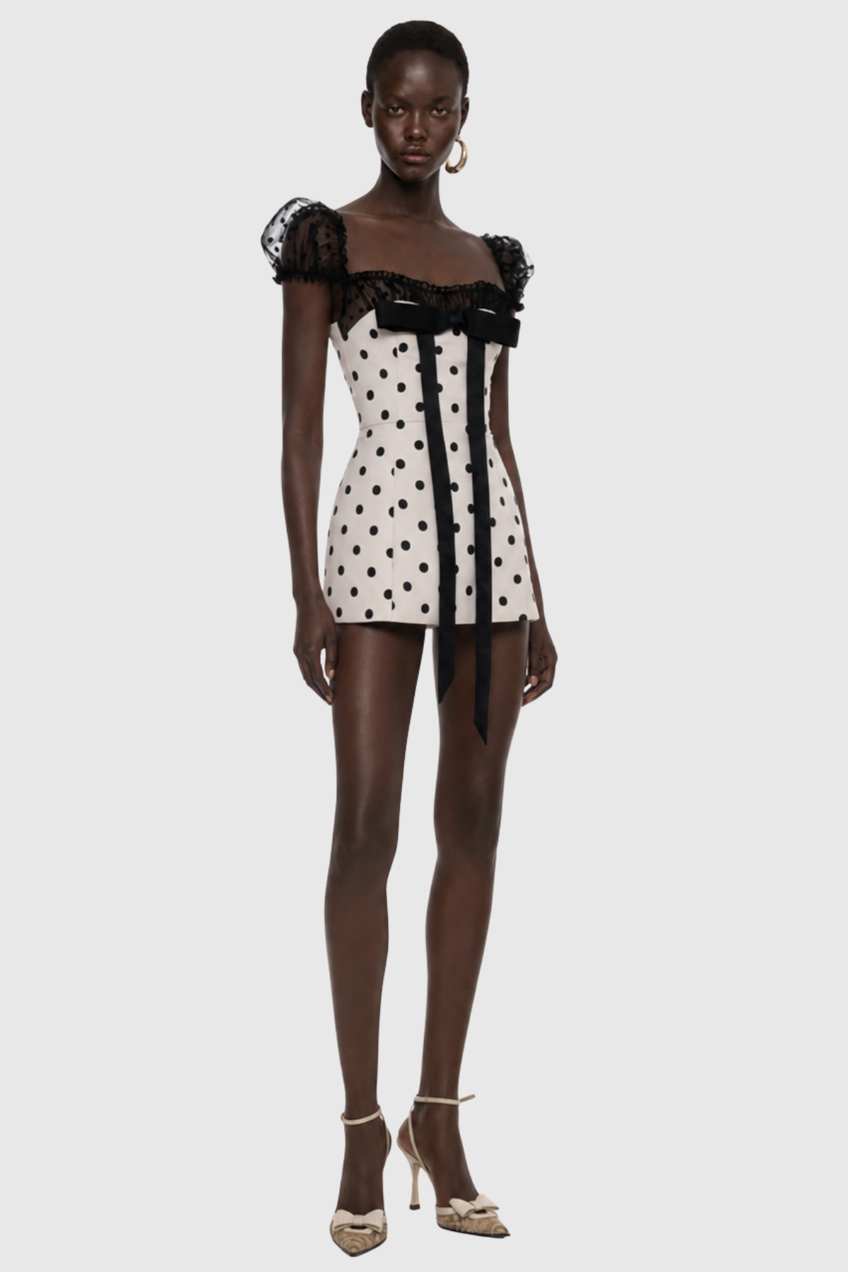 Mariella Polka Bow Mini Dress