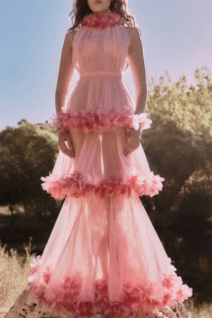 Marietta Floral Tulle Layer Maxi Dress