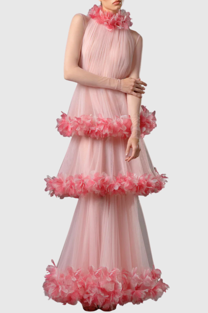 Marietta Floral Tulle Layer Maxi Dress
