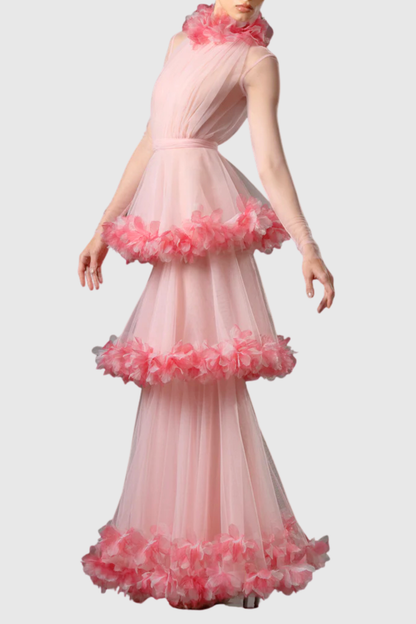 Marietta Floral Tulle Layer Maxi Dress