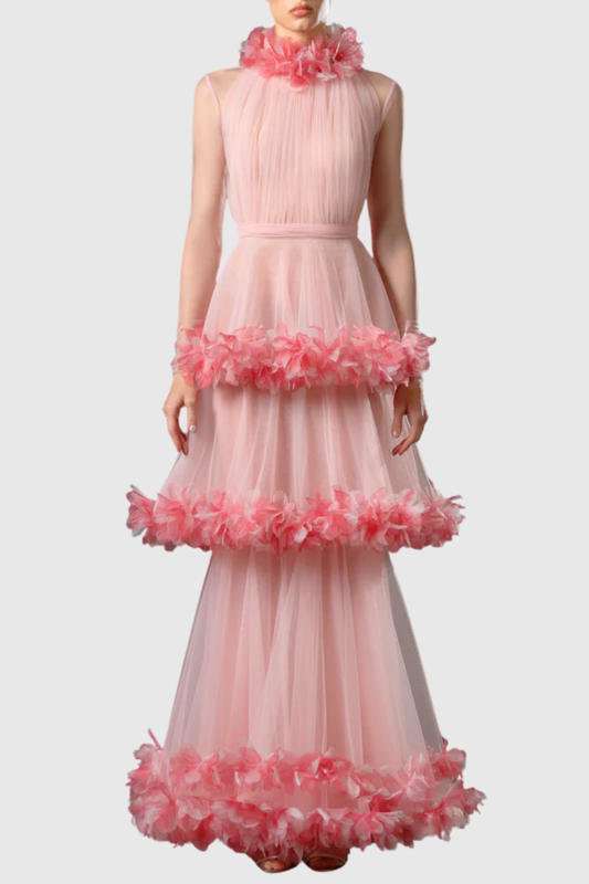 Marietta Floral Tulle Layer Maxi Dress