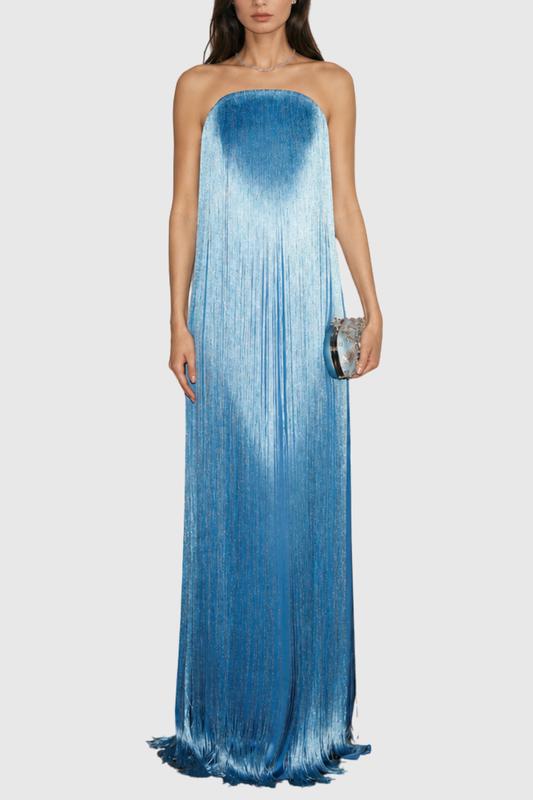 Marisa Strapless Fringe Maxi Dress