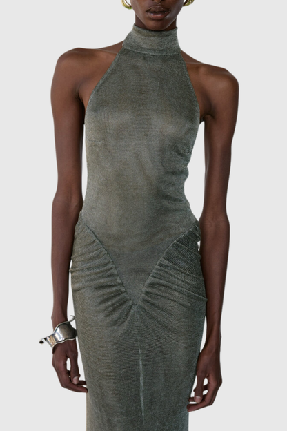 Mariso Halter Ruched Maxi Dress