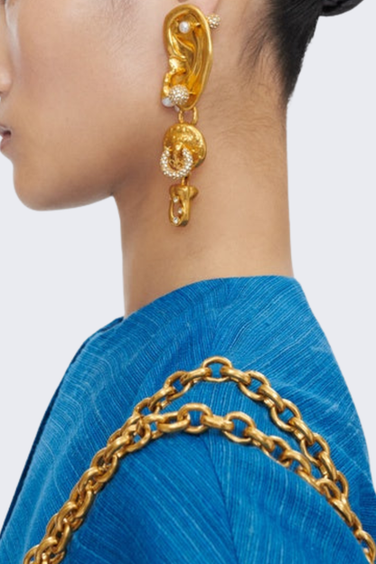 Marliz Nose Asymmetric Rhinestone Earrings