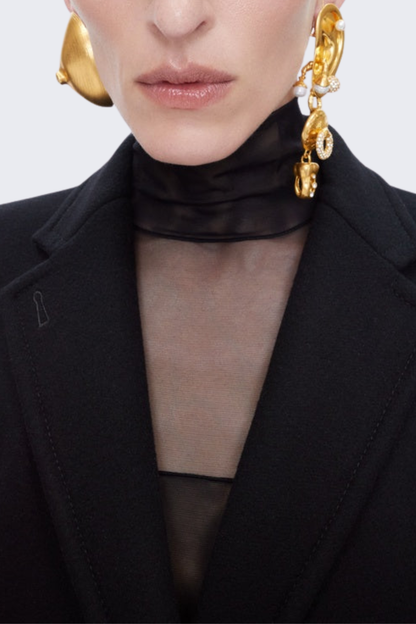 Marliz Nose Asymmetric Rhinestone Earrings