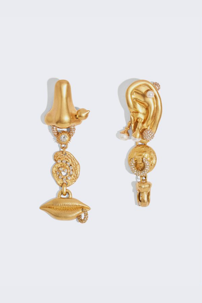 Marliz Nose Asymmetric Rhinestone Earrings