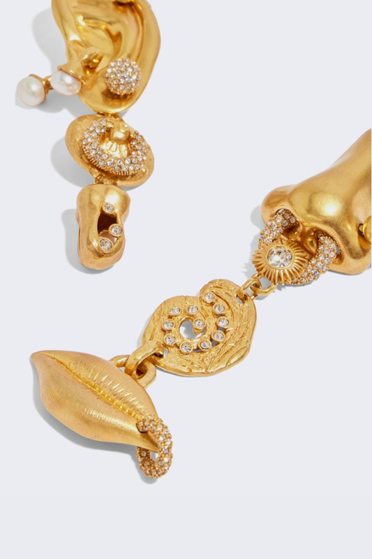 Marliz Nose Asymmetric Rhinestone Earrings