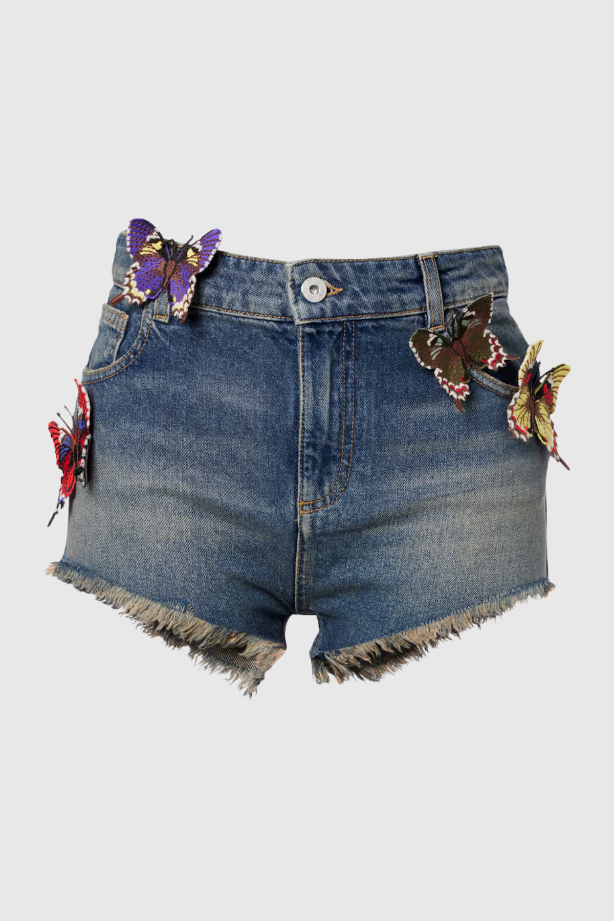 Marlowe Butterfly Embroidered Denim Shorts