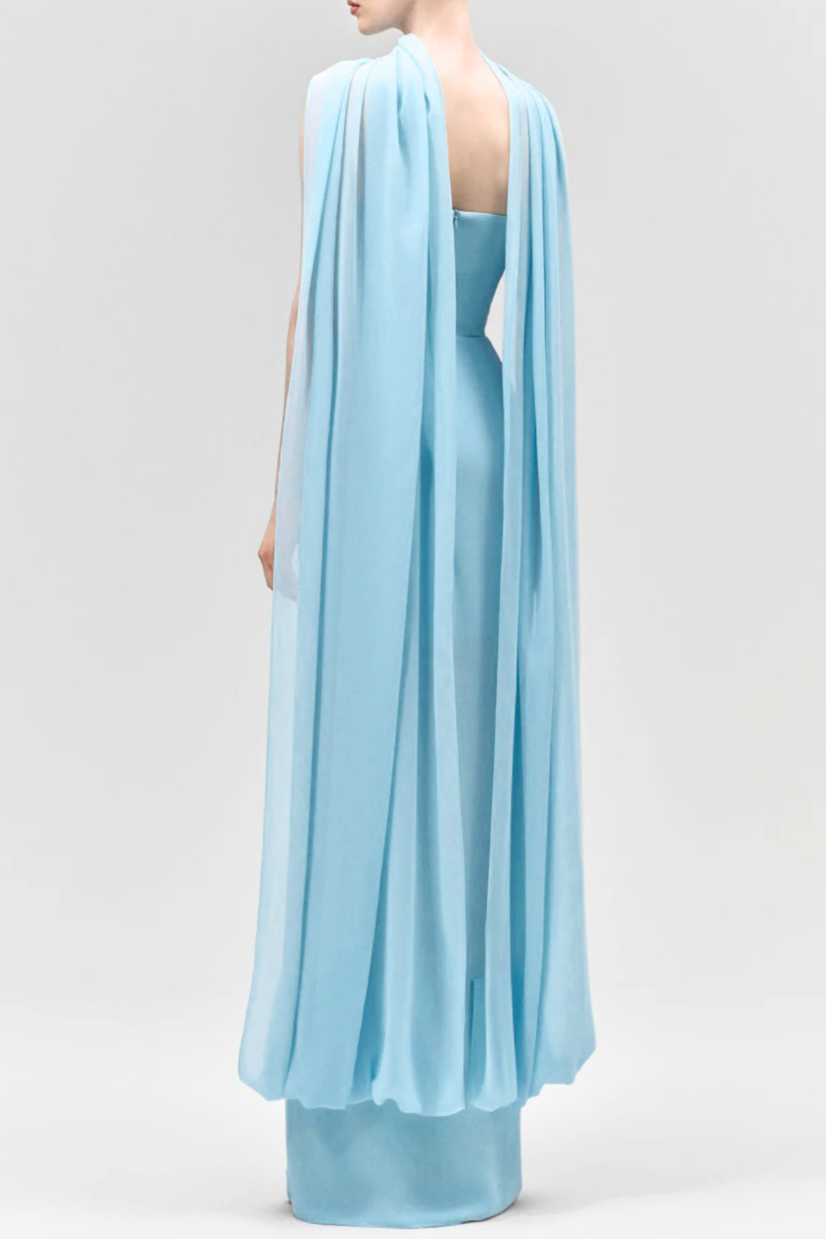 Marnie Scarf Strapless Ruched Maxi Dress - Blue