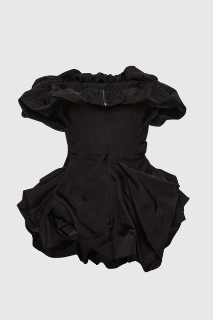 Marsali Gathered Crinkle Blouse - Black