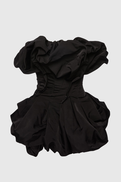 Marsali Gathered Crinkle Blouse - Black