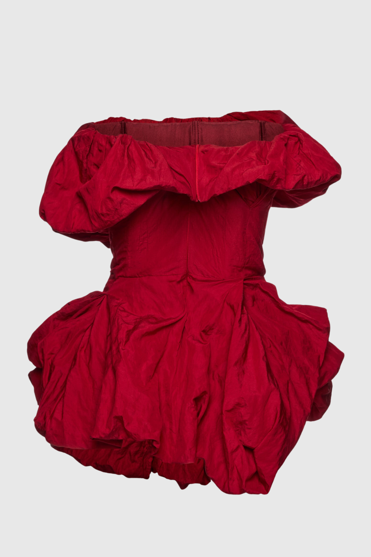 Marsali Gathered Crinkle Blouse - Red