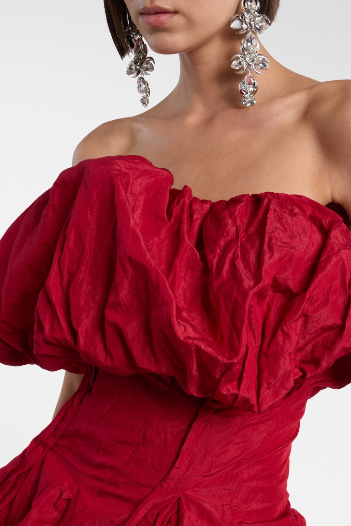 Marsali Gathered Crinkle Blouse - Red