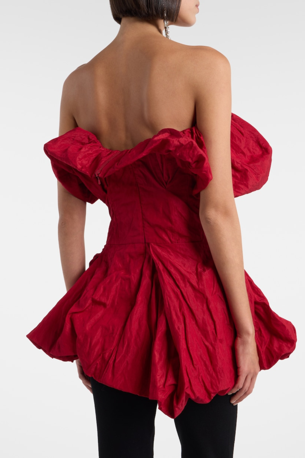 Marsali Gathered Crinkle Blouse - Red