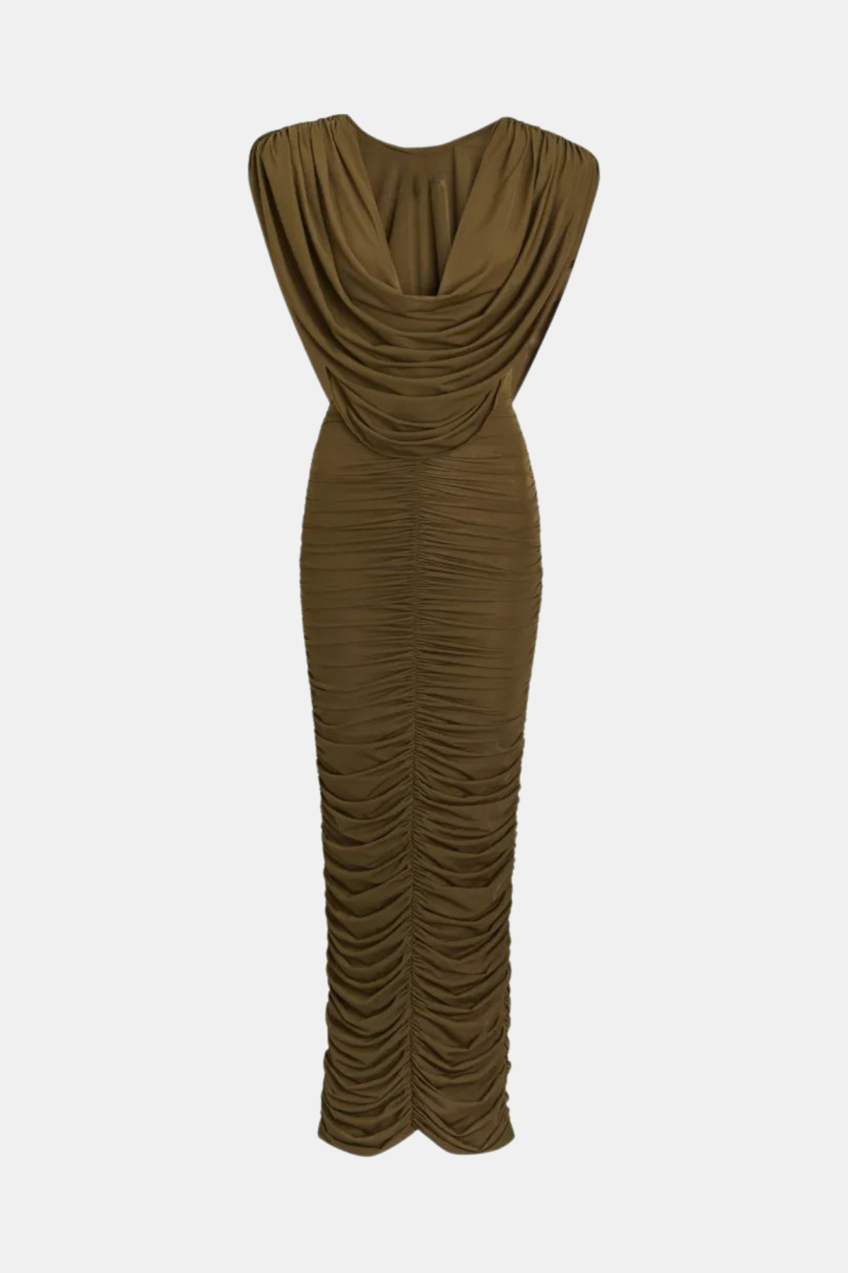 Marvel Cowl-neck Ruched Maxi Dress