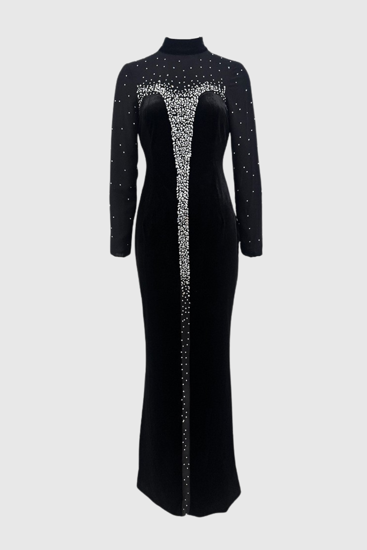 Maryar Crystal Embellished Velvet Maxi Dress