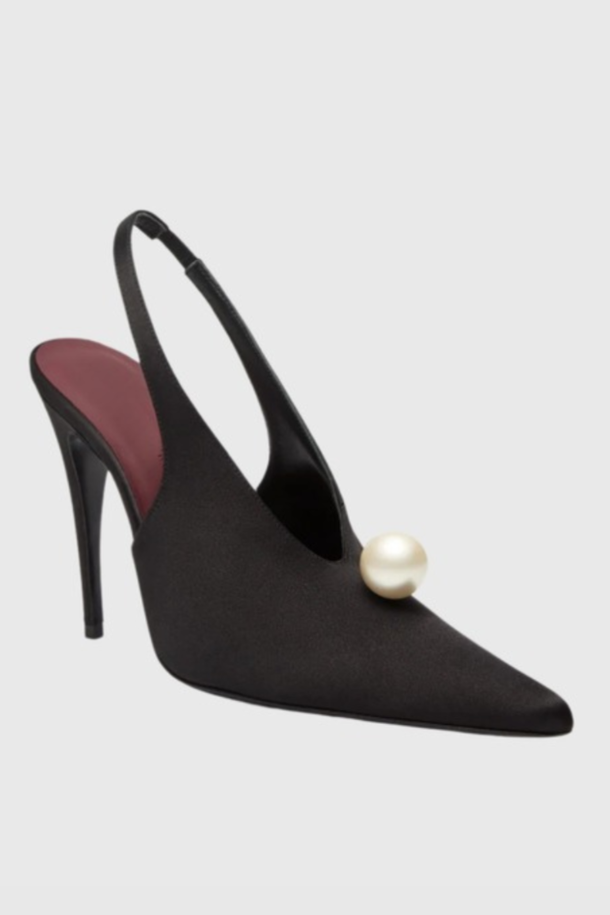 Masozi Pearl Satin Slingback Pumps - Black