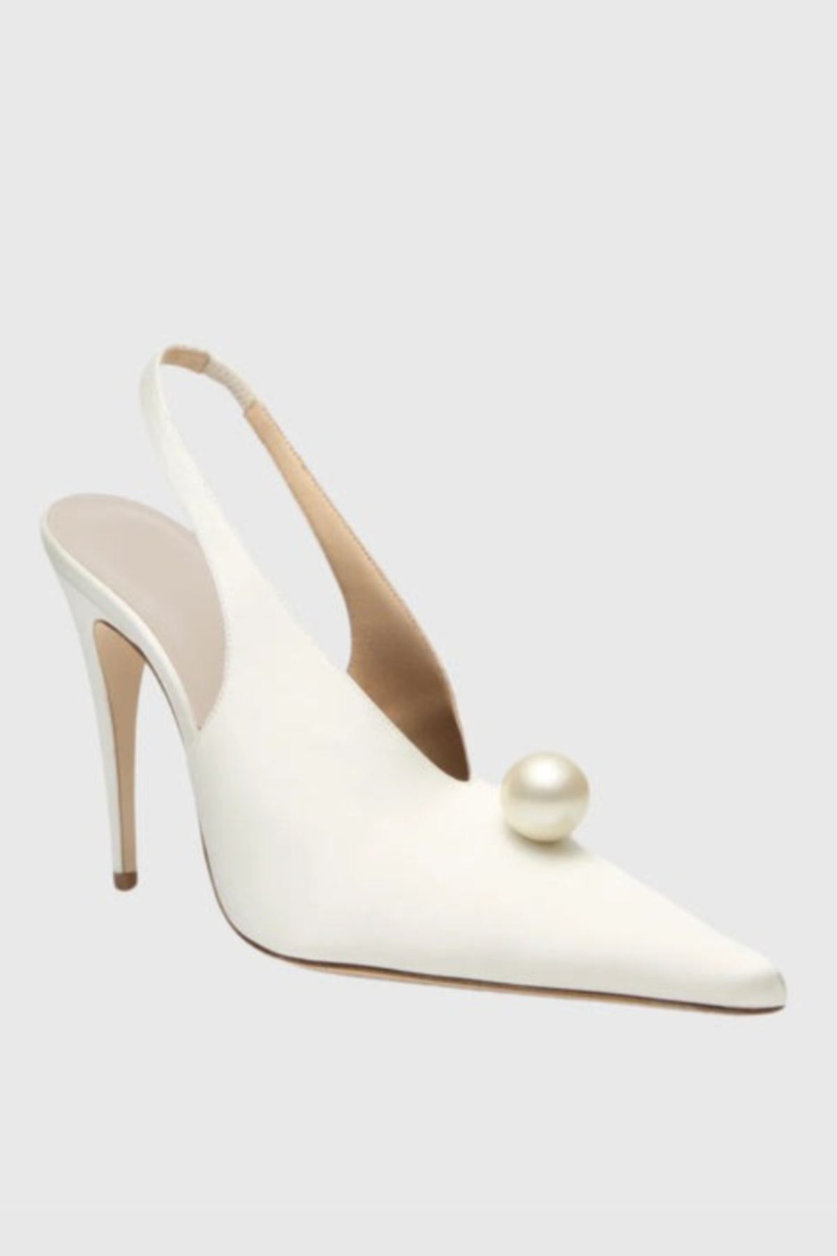 Masozi Pearl Satin Slingback Pumps - White