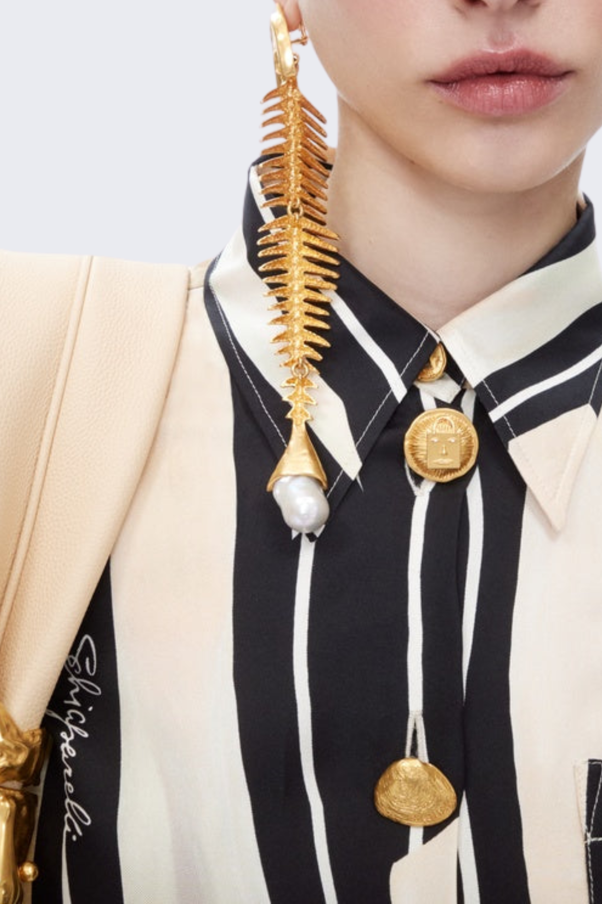 Massimo Fish Skeleton Pearl Earrings