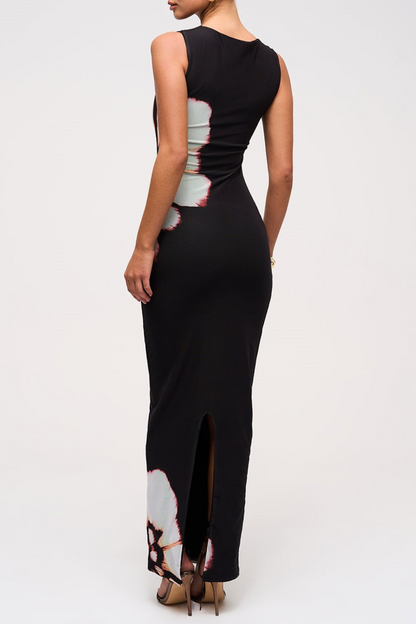 Mateo Floral Print Cutout Maxi Dress